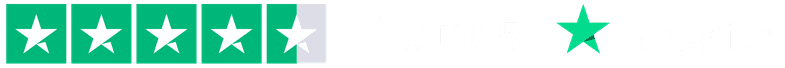 Afbeelding van de Trustpilot-beoordeling met een score van 4,3 van de 5 sterren, bestaande uit vier volle sterren en één gedeeltelijk gevulde ster, plus het Trustpilot-logo en tekst.