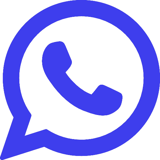 Een blauw WhatsApp-logo met een tekstballon waarin een telefoonhoorn te zien is, op een witte achtergrond — ideaal voor bedrijven die contact willen leggen met klanten of hun contactmogelijkheden willen presenteren op hun website (laten maken).